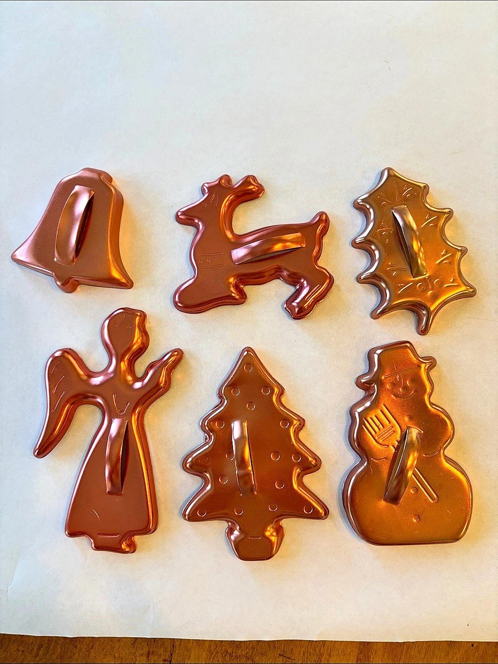 Vintage Copper colored aluminum Holiday Cookie Cutter Set